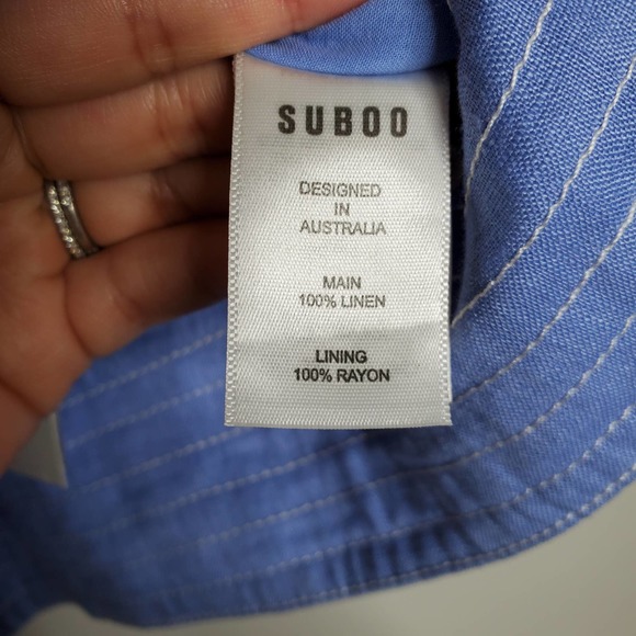 SUBOO • Blue Azure 100% Linen Crop Top NEW Sz 6 - Picture 7 of 8